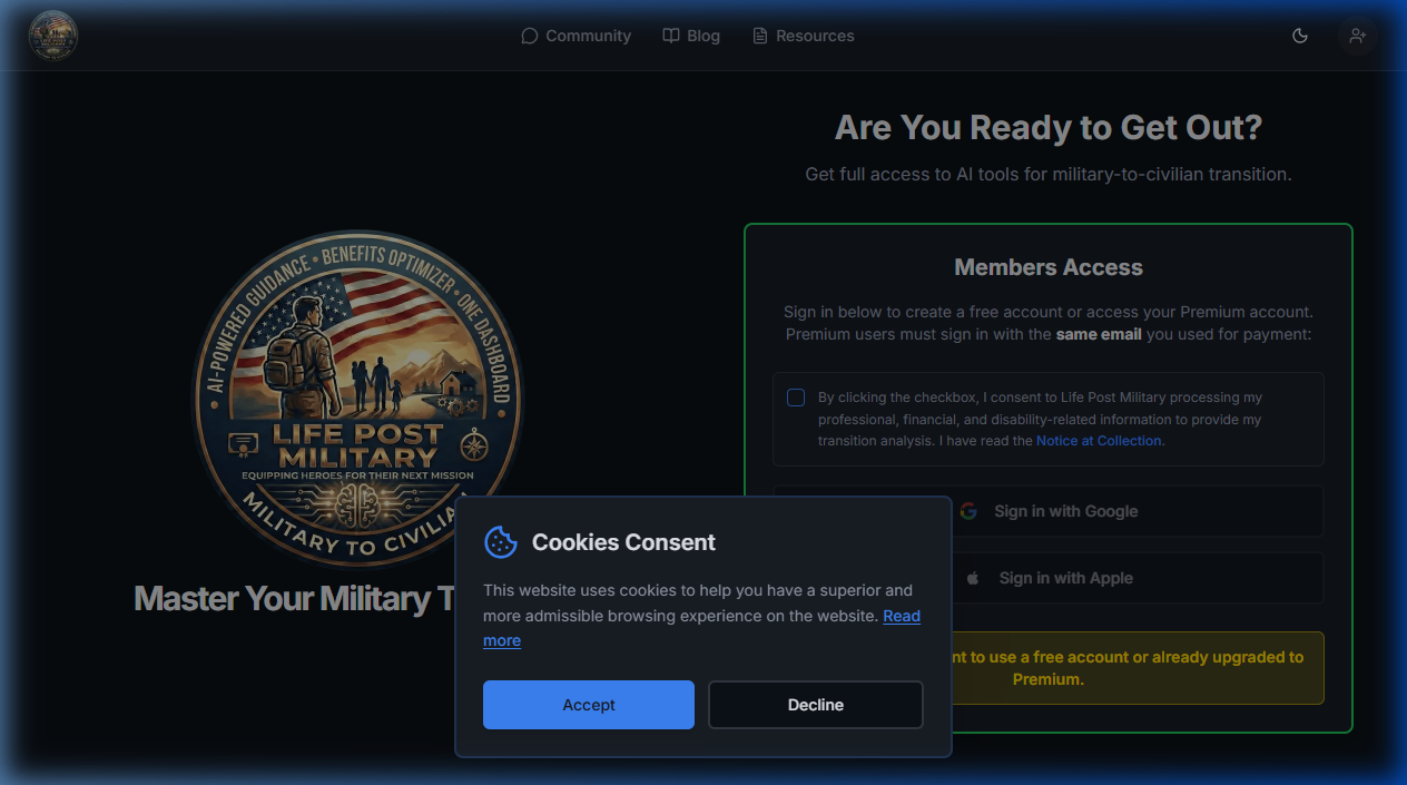 Life Post Military Website